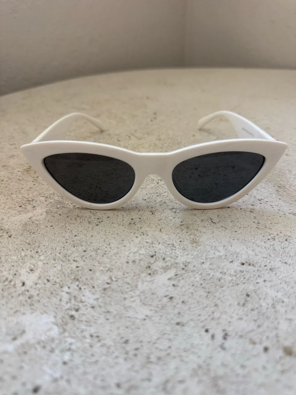 White Cat-Eye Sunglasses with Black Lenses
